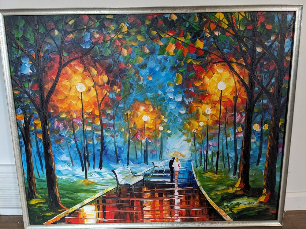 Authentic-Leonid Afremov Misty Mood Night Oil Painting – Professionally Framed