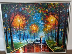 Authentic-Leonid Afremov Misty Mood Night Oil Painting – Professionally Framed