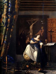Huge art Oil Johannes Vermeer – Allegory of the Faith with painting of Jesus