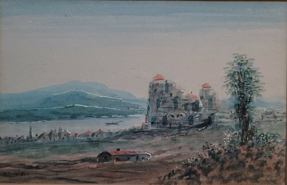 William Henry Watson Antique Impressionist Landscape Watercolor Painting Signed