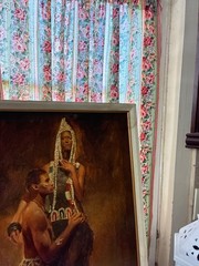 OIL PAINTING AFRICAN WOMAN AND MAN OILPAINTING BY ARTIST JOHNSON UNFRAMED.