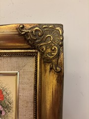 Vintage Painting Vase of Flowers in a Gold Toned Wood Frame