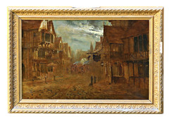 Frank Hider (1861-1933) Old Town Lewes Sussex England Oil Painting, Framed