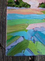 Original 4×6″ Oil Painting IMPASTO Textured colorful landscape & sunset abstract