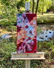 ART Original Abstract Acrylic Painting on Gallery canvas 12×24 inches *signed