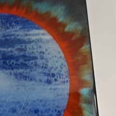 Abstract Acrylic Pour Painting 10×10 Original Canvas Wall Art Blue Orange Black