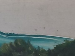 1940-50’s Route 66 Zuni Mt. Trading Co. oil painting on wood