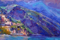 Amalfi coast Original Oil Painting Impasto Italian Seascape by S Chernyakovsky