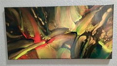 Clandestine ~ Acrylic Abstract Pour Painting 10x20x1/2″ Fluid Art