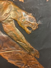 Lot of 2 VTG Signed Original Mid 20th Century Art Moderne Hammered Copper Mixed