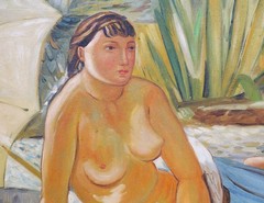 Oil Painting Copy on Canvas Portrait of a Sitting Woman by M. Barraud