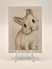 ACEO Original Watercolor Of Baby Bunny Rabbit By Breigh Armstrong @ KBug.Art