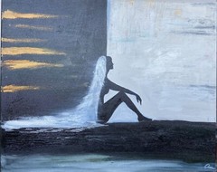 Original Oil Painting – Silhouette at Dawn | Hand-Painted on Canvas | 16×20 Inch