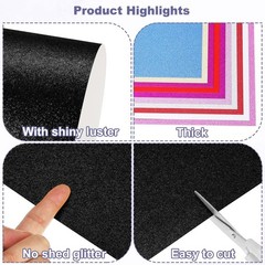 20 Sheets Black Glitter Cardboard Paper 12×12 Inch Glitter Paper Cardboard High G…