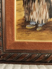 Oil painting of Native American mother and child by Darwin, dated 1991.