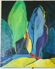 Original Abstract, FAUVIST STYLE, Acrylic on Canvas, Unframed, Artist Signed