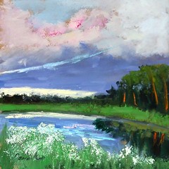 UKRAINE LANDSCAPE Oil painting contemporary 8×8 UKRAINE