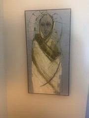 1972 Religious Abstract Painting Original by D L Adams 15×29 Framed Signed Art