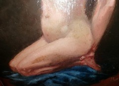 Genuine Oilg. Erotic woman signed L.Leux Circa 1900/30?