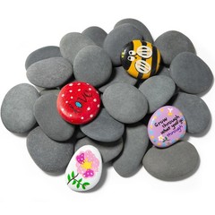 River Rock Painting Kit 25 Pcs 2-3in Flat Smooth Rocks for Art Painting Supplies
