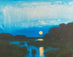 Full MoonLarge 16×20 Landscape Marsh Realism Art Oil Painting Impressionism