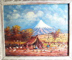 OSWALDO MONCAYO (1923-1984) Miniature Painting – Ecuador Village Life (item D)