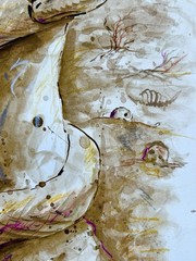 ORIGINAL WATERCOLOR SERPENT SNAKE on a TREE PAPER 11×17 By Monikachovanart