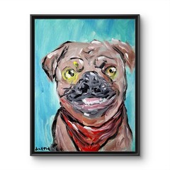 Original Abstract Painting Pug Canvas Neo Expressionist Fine Art Decor 11×14