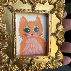 Ginger Cat,kitty ,cute,funny original miniature painting,small,mini