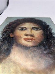 Original Oil Portrait of Woman, Unsigned, Mid‑Century Style, Panel Board 8”X10”