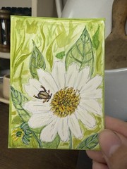 aceo original art painting Coneflower And Beetle