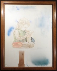 David Peter Ramos Untitled Original Drawing & Painting on Canvas little girl OBO