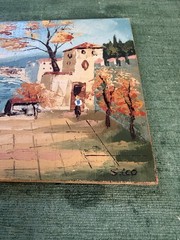 Original Oil Painting of Italian School / Mediterranean Scene Circa 1950s Signed