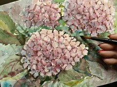Original Artwork Painting Flowers TENDER HYDRANGEA BLOSSOM Floral Arts Gift A4