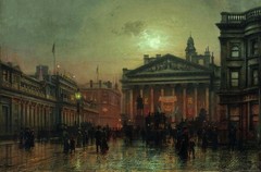 The Royal Exchange, London Painting by Louis Hubbard Grimshaw Reproduction