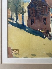John Dull (Philadelphia 1859-1949) House in Addingham Signed Watercolor Painting