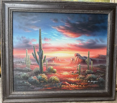 Original B. Duggan Southwest Desert Scape Oil On Canvas Painting Signed