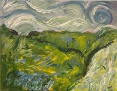 Green Hills Landscape Impression 11×14 ABSTRACT IMPRESSIONISM Van Gogh