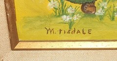 M.TISDALE GIRL WITH FLORAL BASKET ORIGINAL OIL ON CANVAS PAINTING