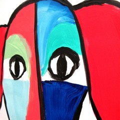 RiverRunArt 14X11 Neo Expressionism Bold Colorful Abstract Paper Art