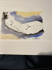 Abstract Watercolor Study “Nude Bather ”By DC Artist Ron Demetro 5.5×8