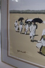 Clyde Burnette Mid Century „The Long Walk“ 27/28 Serigraph Hand Painted Signed