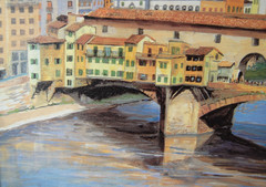 Framed Cerruti B Felugo Ponte Vecchio, Florence, Italy Textured Art Print 27X19