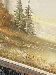 Stunning Alfred Withers C. (1856-1932) Autumn Scenic Landscape Oil Canvas 44×32