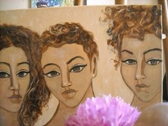 ORIGINAL Three Natural Hair Sisters Portrait Painting Canvas Art, 2015