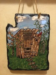 ‚Remember When…’ Outhouse Hand painted Slate Wall Hanging 2005 – Artist Signed