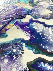 Original Acrylic Dutch Pour 6×12” Painting On Wood Board. Small space decor.