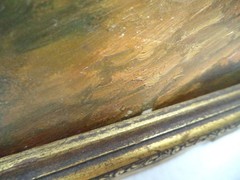 Antique Oil Painting In Gilt Gesso Frame Shepherdess In Forest Signed GEBAUER 33