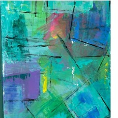 Frames of Hope blue green hues abstract canvas size 48″ x 36″