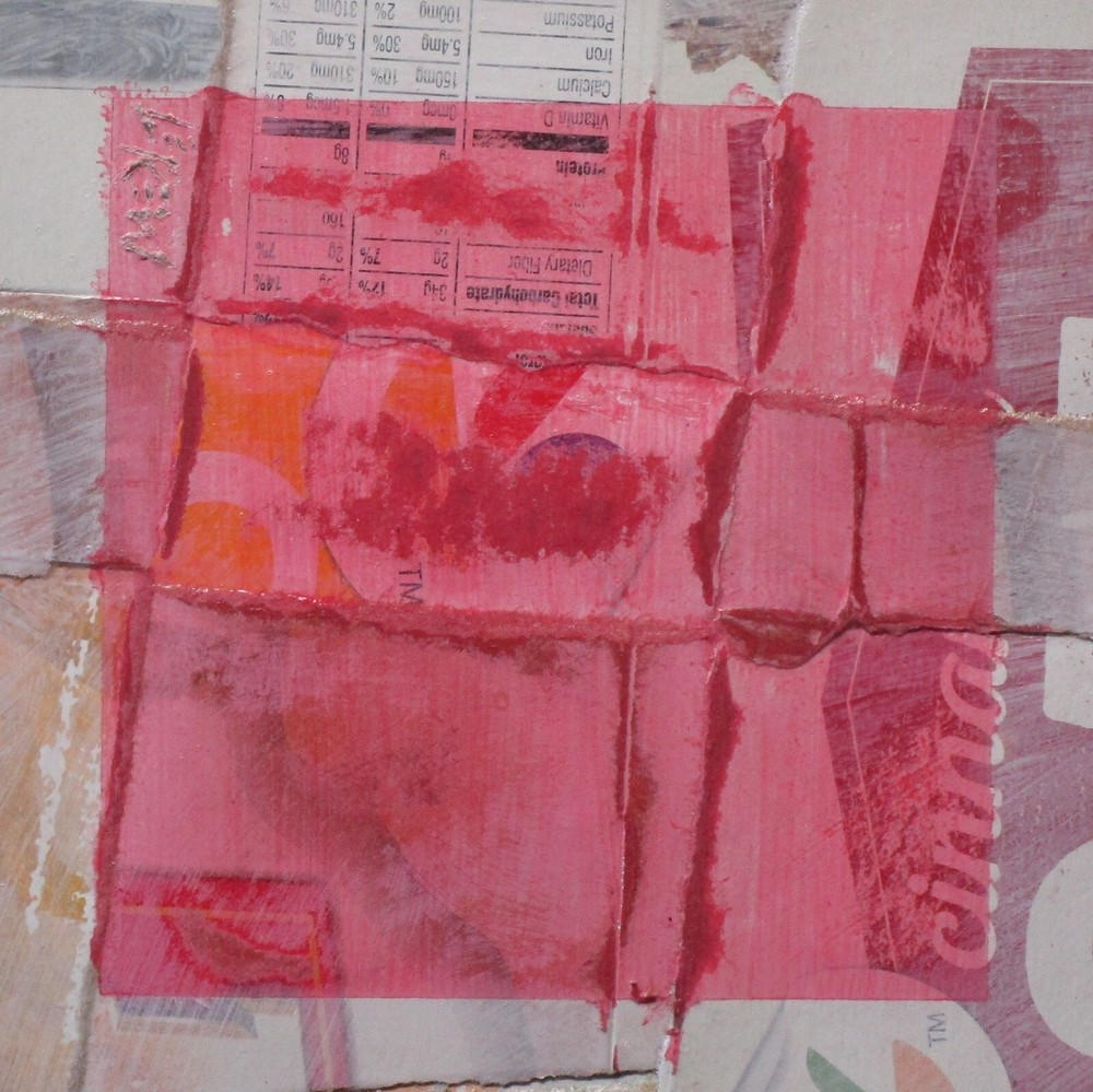 Larry Lerew painting abstract minimalism red cardboard collectible original COA